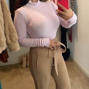 J. Crew light lavender lilac ribbed high mock neck sweater xs purple